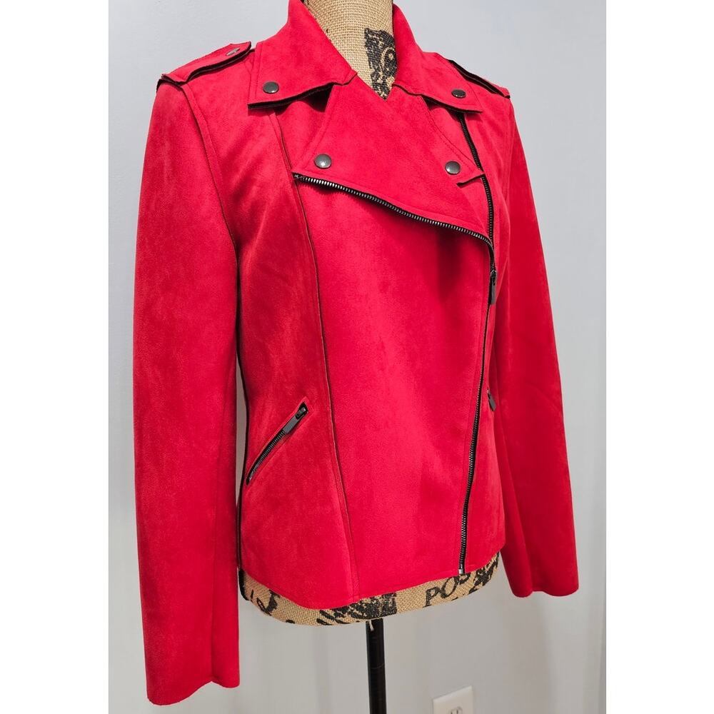 Kut From The Kloth Jacket Faux Suede, Moto, Red, Zippers, Womens Sz M NWT, New - Picture 10 of 10